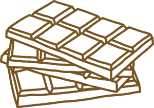 Illustration of chocolate bars with segmented squares.