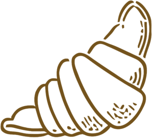 Illustration of a croissant with a flaky, layered texture.
