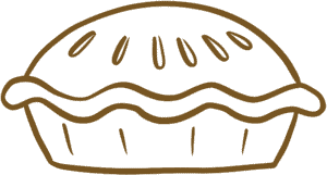 Illustration of a pie with a crimped crust and decorative slits on top.