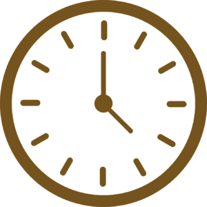 Clock symbol indicating preparation, baking, and chilling times